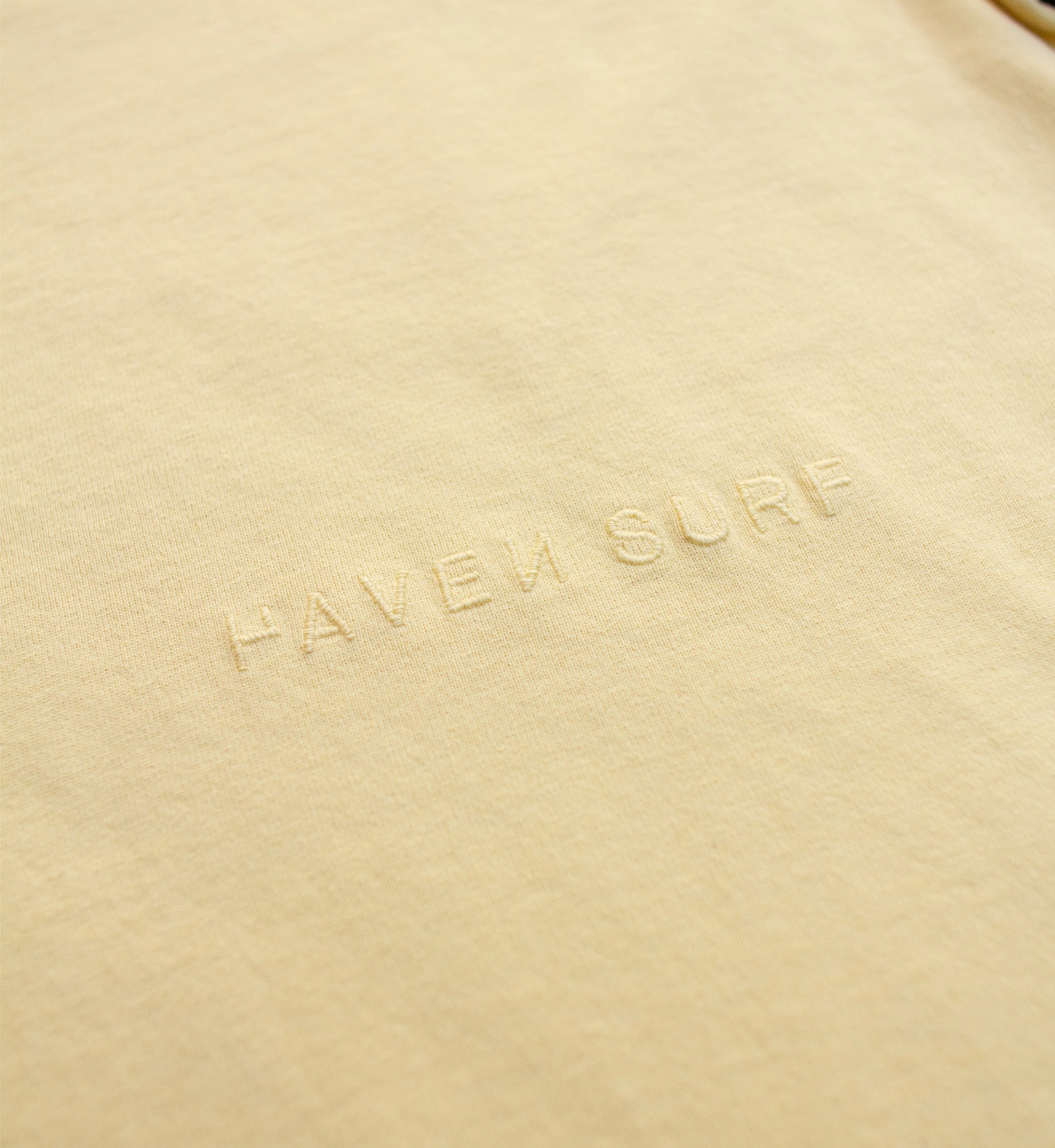 Haven Surf - Base Heavy Weight  Long Sleeve Tee w/ embroidery - Pale Banana
