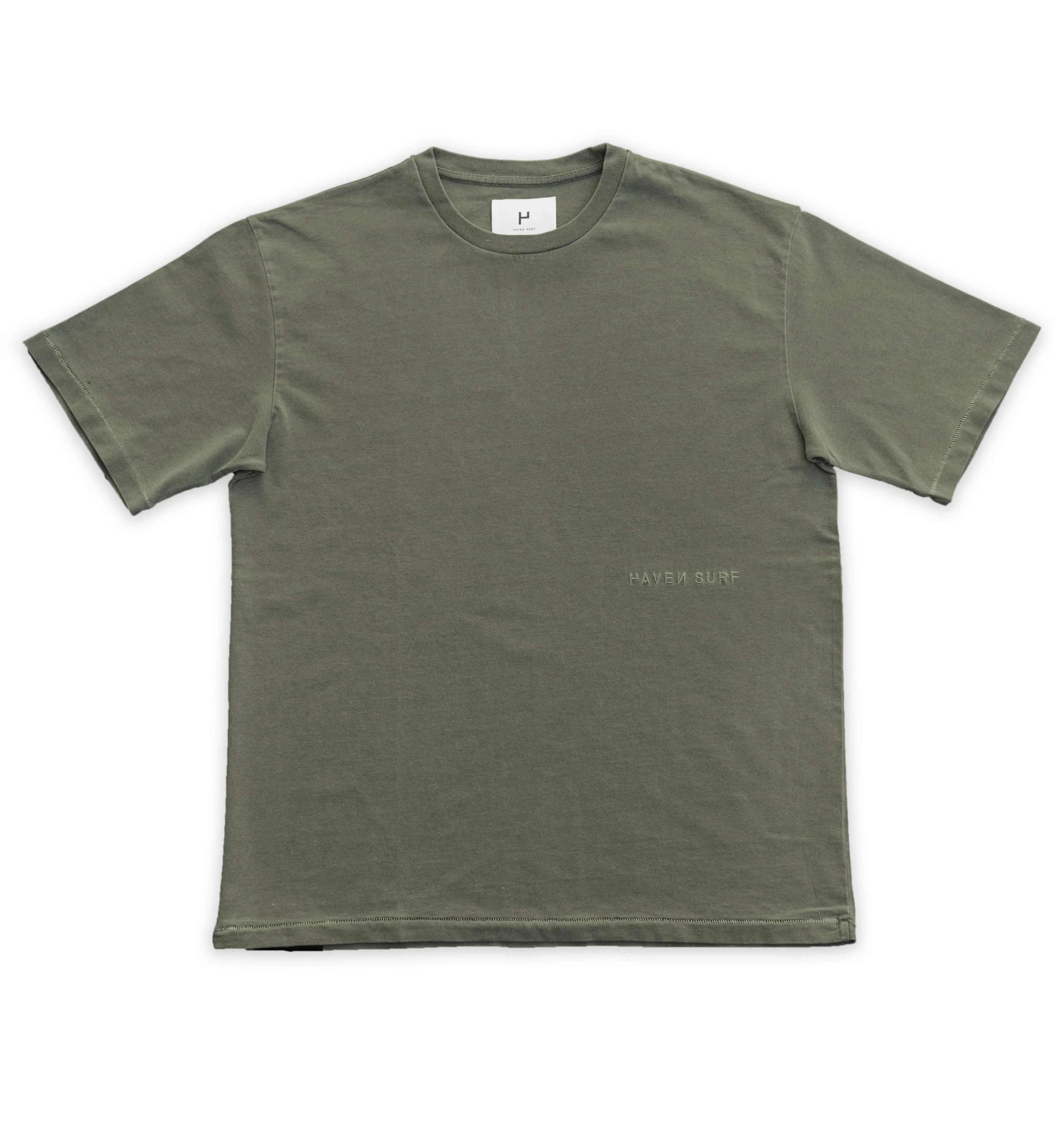 Haven Surf - Base Heavy Weight  OS Tee w/ embroidery - Dark Olive