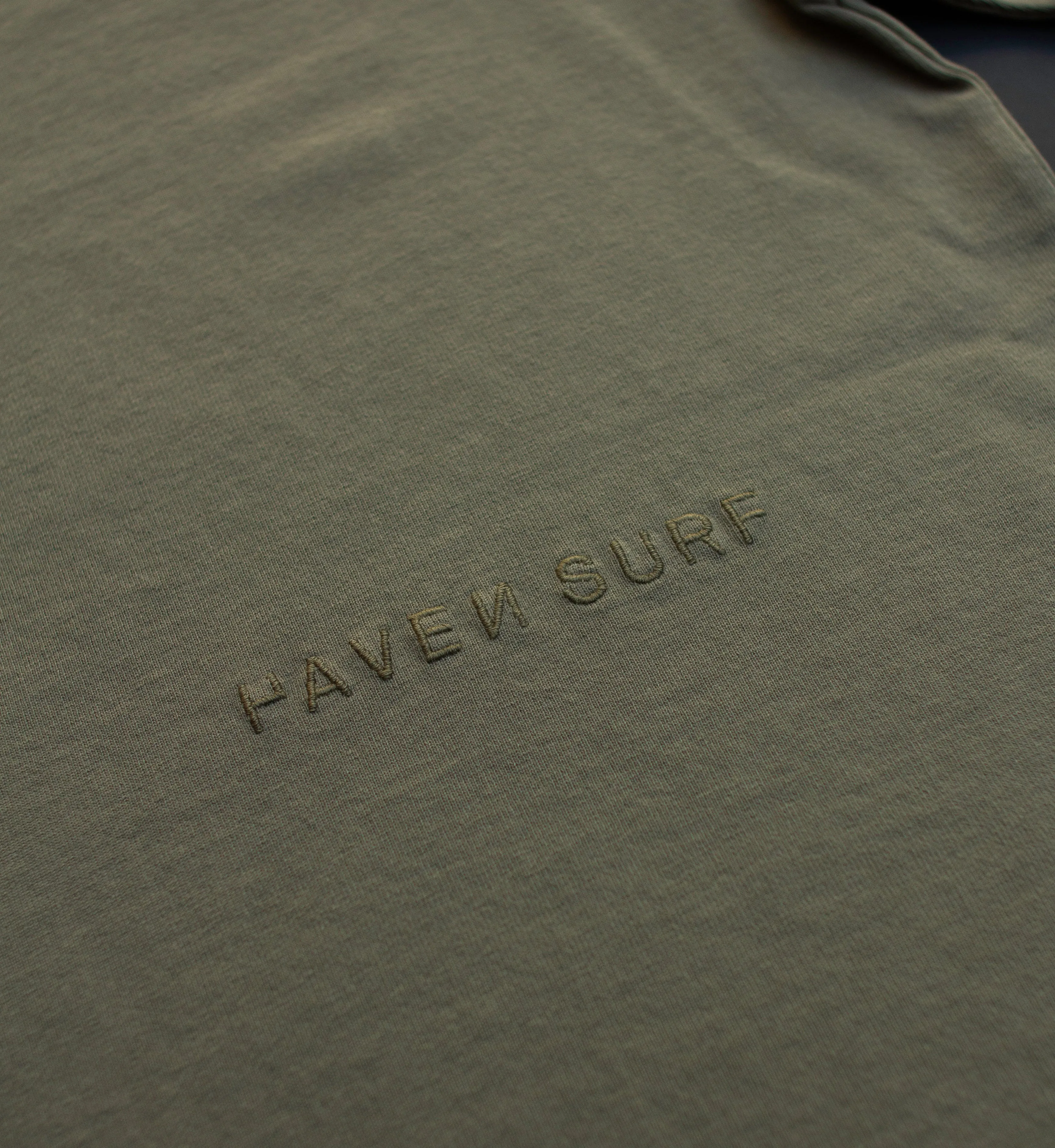 Haven Surf - Base Heavy Weight  OS Tee w/ embroidery - Dark Olive