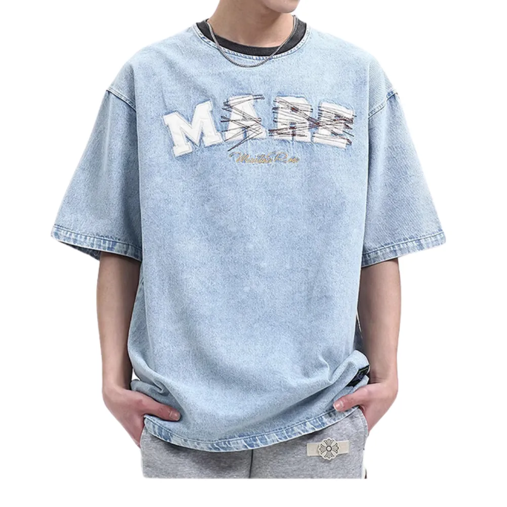 Heavy Denim Embroidered T-Shirt