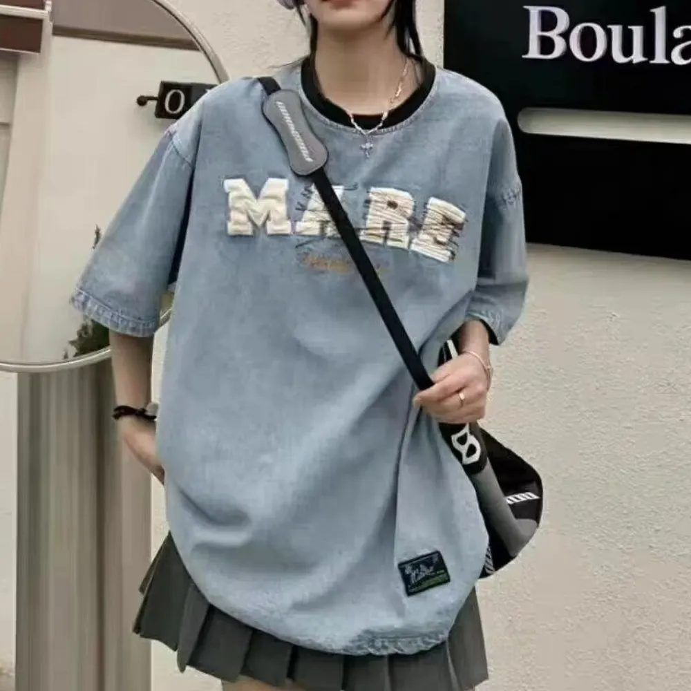 Heavy Denim Embroidered T-Shirt
