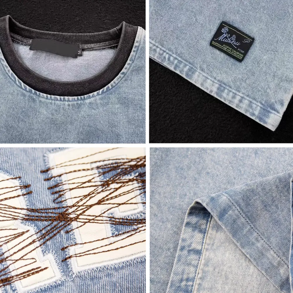 Heavy Denim Embroidered T-Shirt