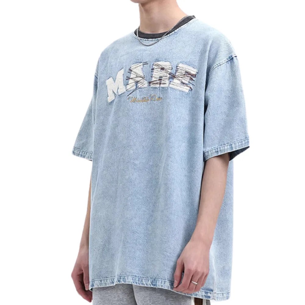 Heavy Denim Embroidered T-Shirt