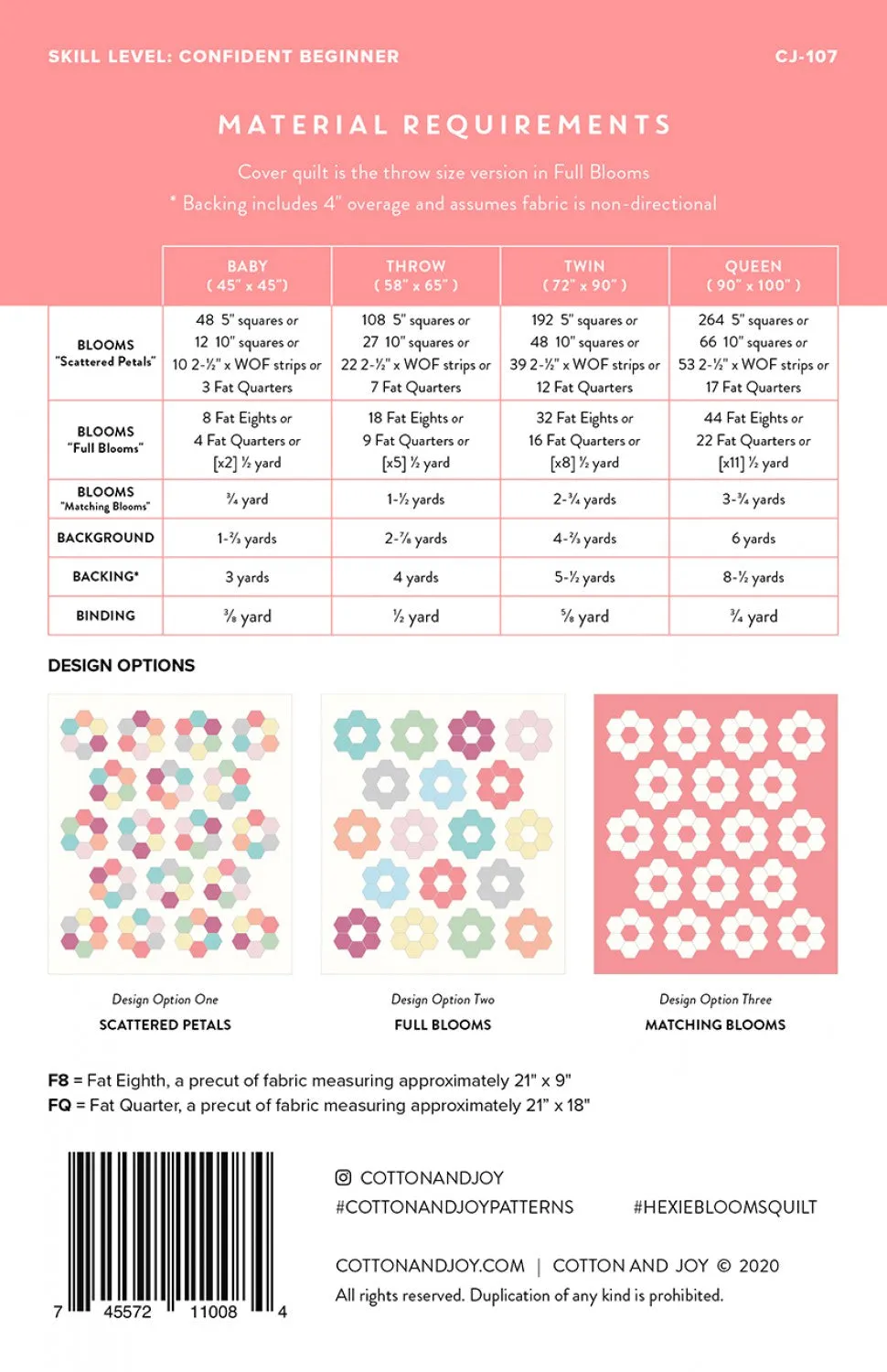Hexie Blooms quilt pattern by Fran Gulick
