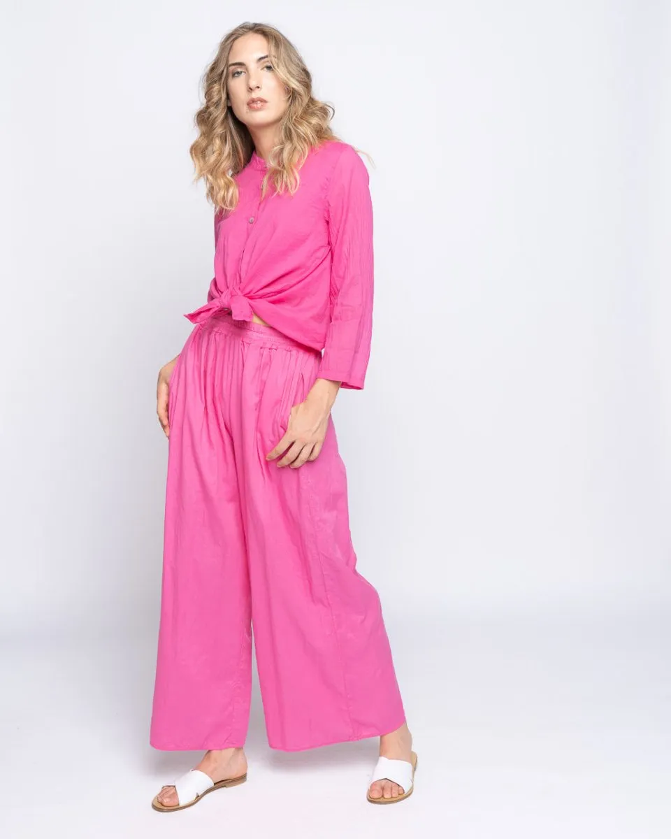 Hi-lo Button-Up Band Collar Shirt