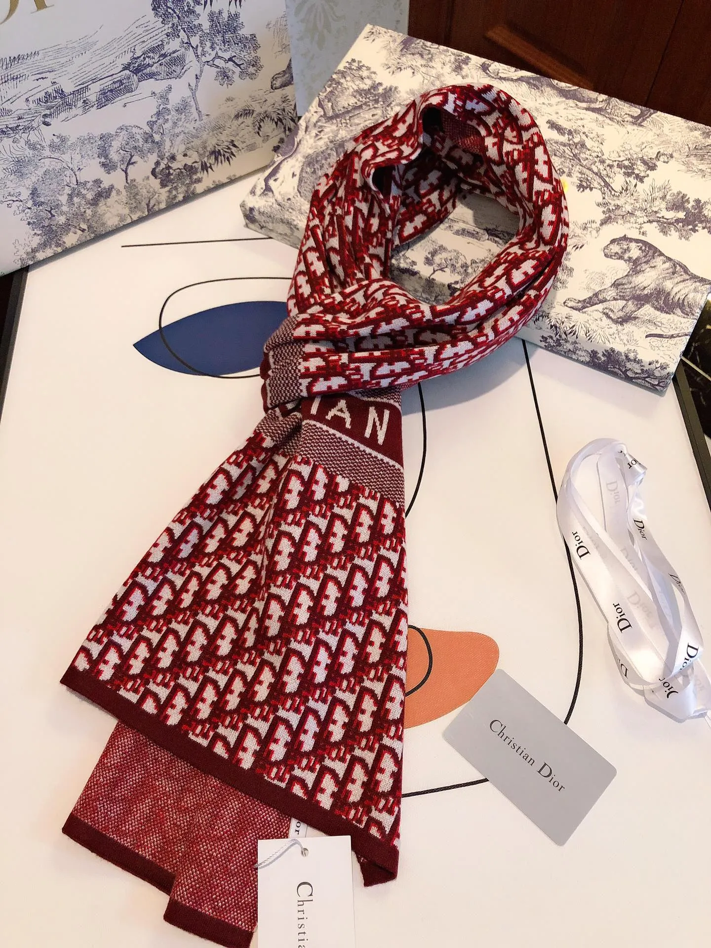 High-end CD cashmere knitted scarf