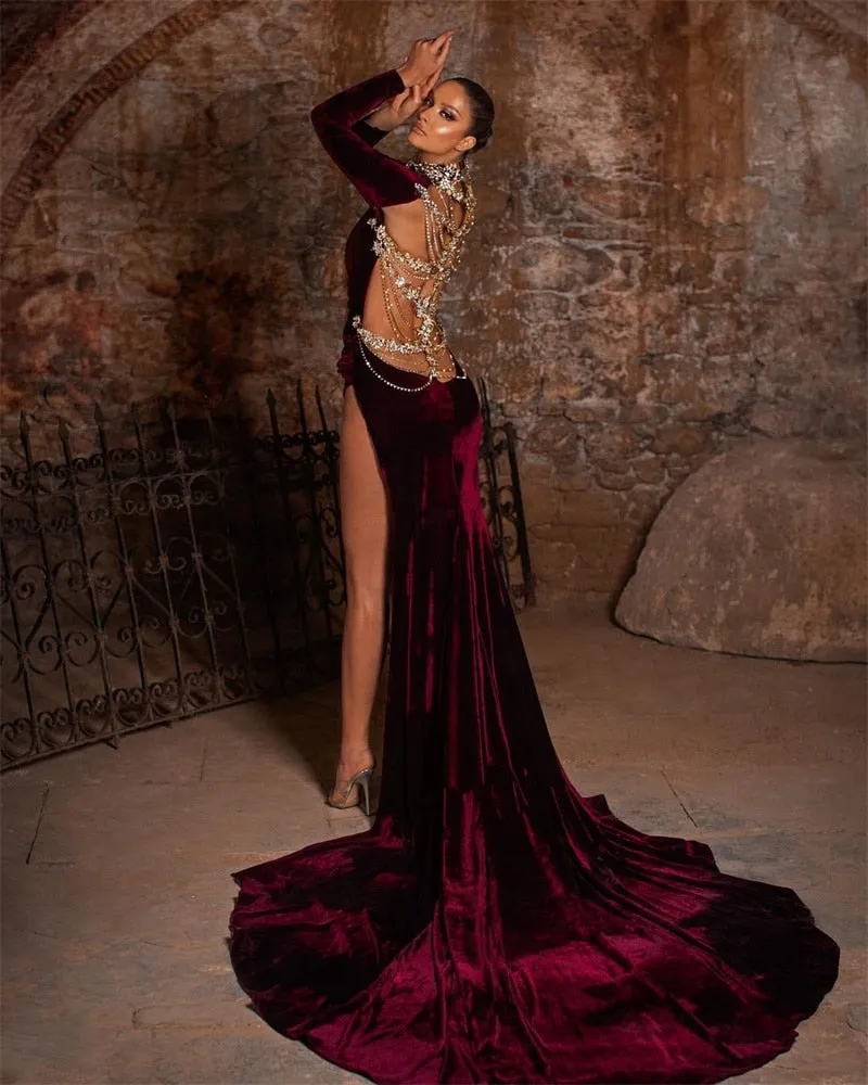 High Neck Long Sleeves Dress