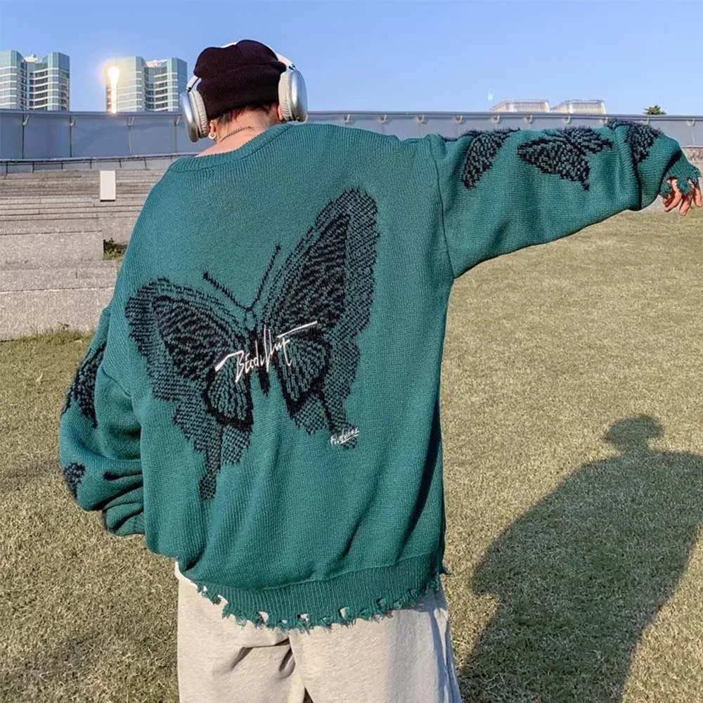 High Street Butterfly Letter Jacquard Sweater