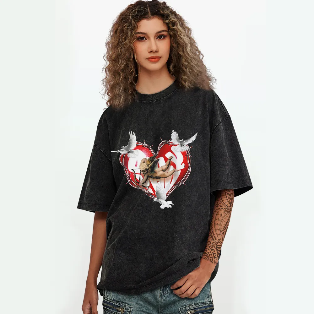 High Street Distressed Angel Washed T-Shirt