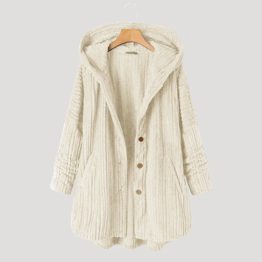 Hooded Cardigan – Chunky Knit – Casual Cozy Look