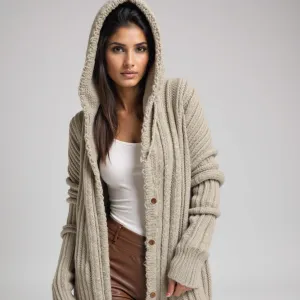Hooded Cardigan – Chunky Knit – Casual Cozy Look