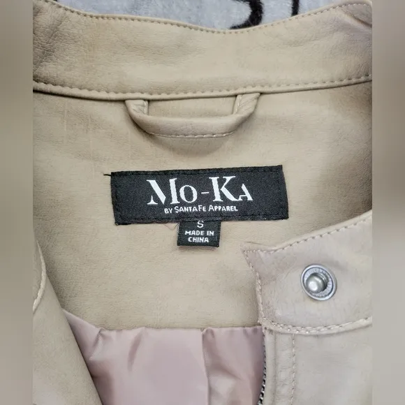✨️HP✨️Mo-Ka | Women's Tan Faux Leather Moto Jacket (SIZE S)