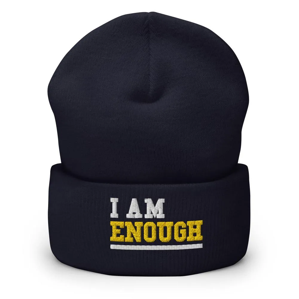 I AM ENOUGH STRONG Embroidered Self-Love Positivity Beanie Cap Hat
