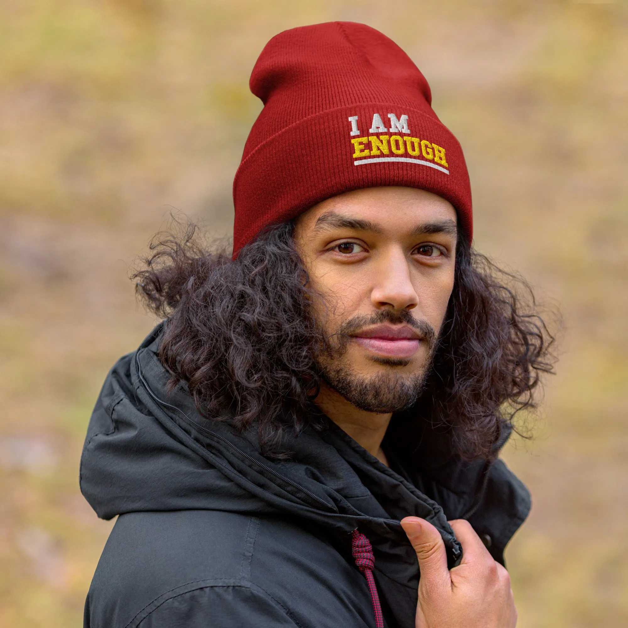 I AM ENOUGH STRONG Embroidered Self-Love Positivity Beanie Cap Hat
