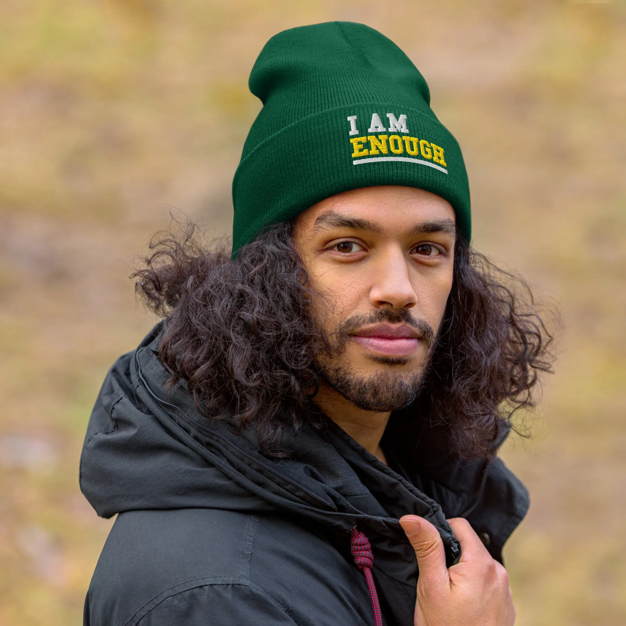 I AM ENOUGH STRONG Embroidered Self-Love Positivity Beanie Cap Hat