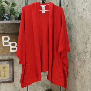 Isaac Mizrahi Live! 2-Ply Cashmere Hooded Ruana Cherry Red Plus One Size