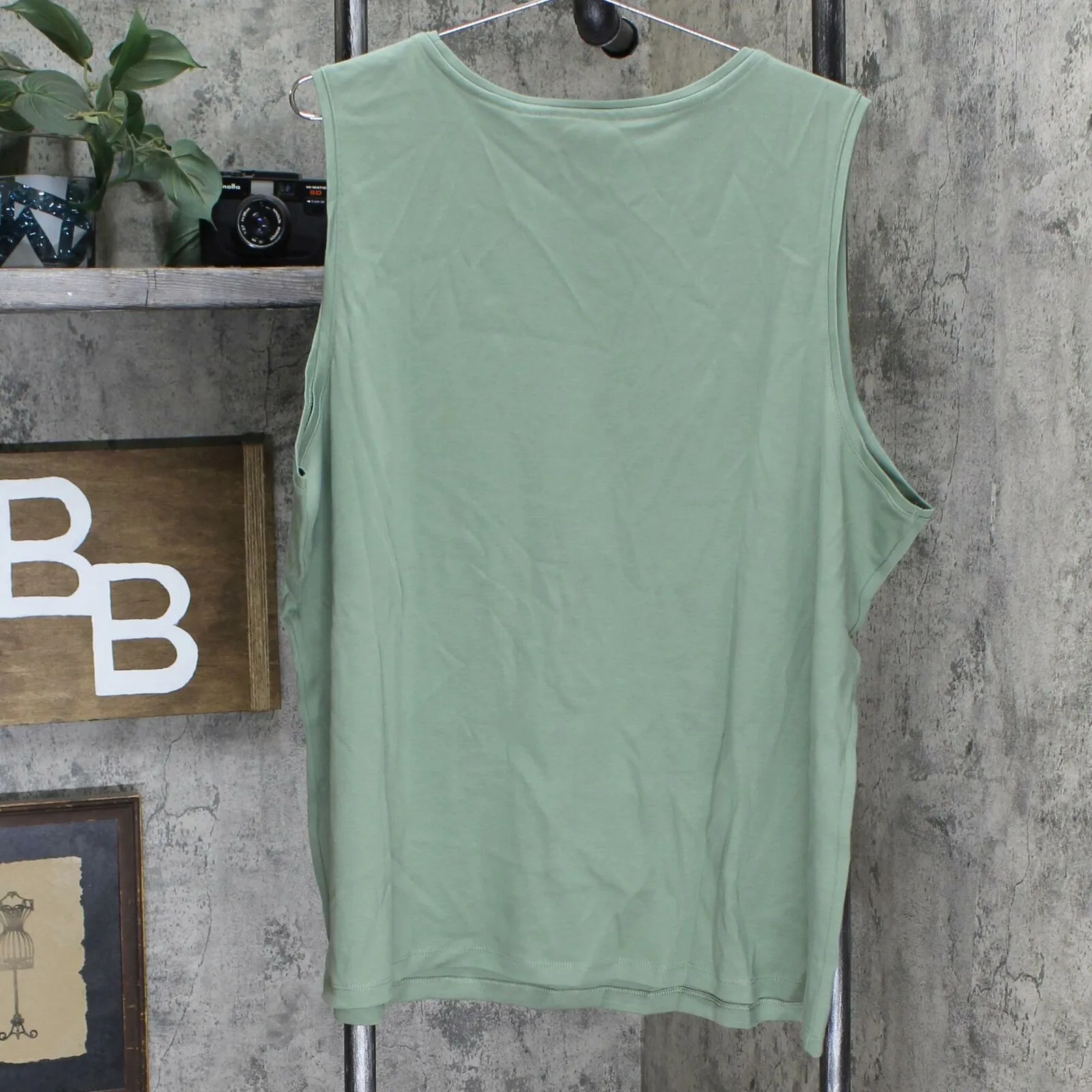 Isaac Mizrahi Live! Plus Size Pima Scoop Neck Tank Top Sage Green 3X