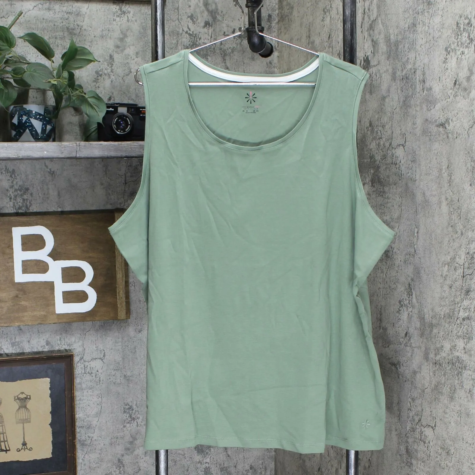 Isaac Mizrahi Live! Plus Size Pima Scoop Neck Tank Top Sage Green 3X