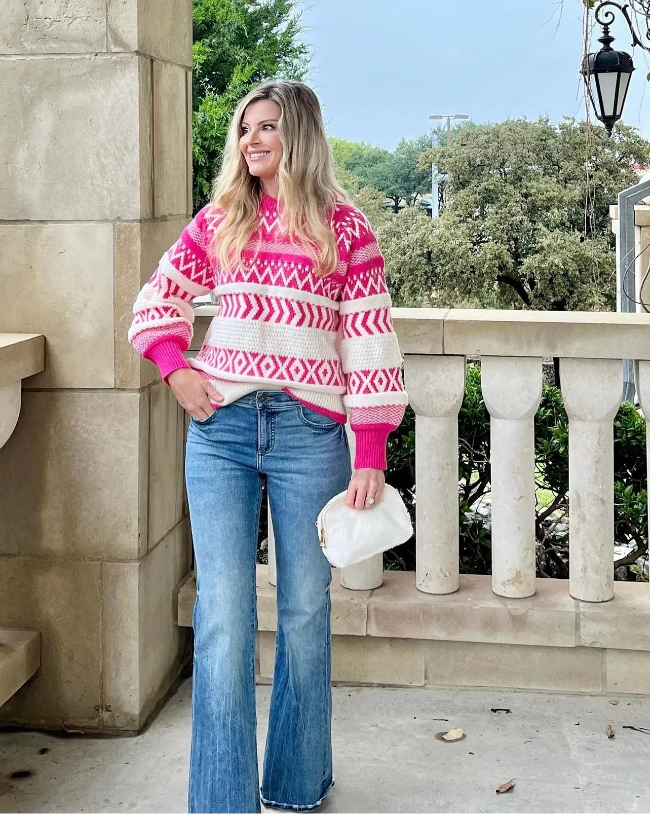 Ivy Crewneck Patterned Knit Sweater