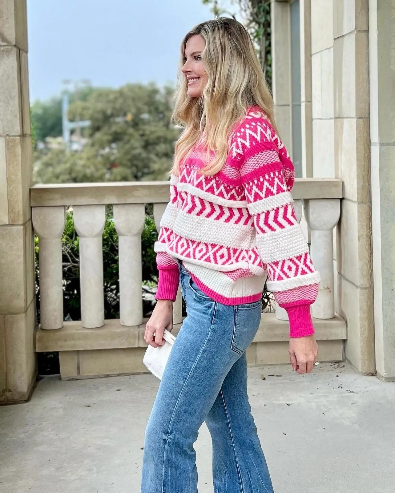 Ivy Crewneck Patterned Knit Sweater