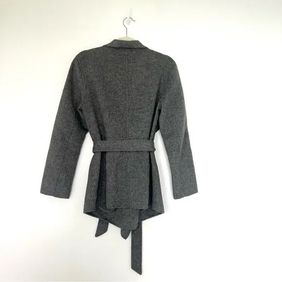 J. Jill Wool angora wrap coat in ash gray minimalist winter jacket size XS