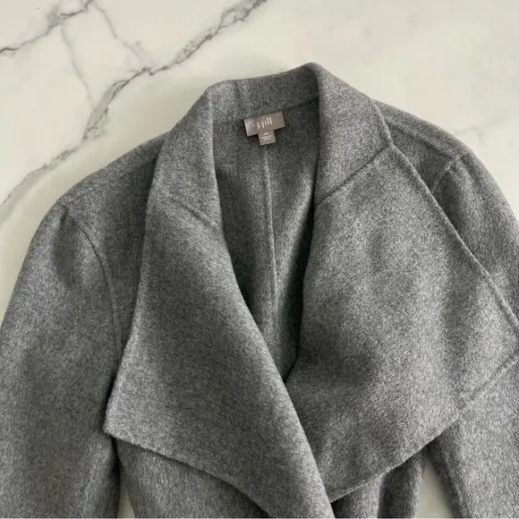J. Jill Wool angora wrap coat in ash gray minimalist winter jacket size XS