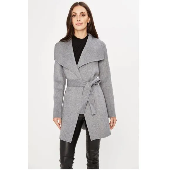 J. Jill Wool angora wrap coat in ash gray minimalist winter jacket size XS