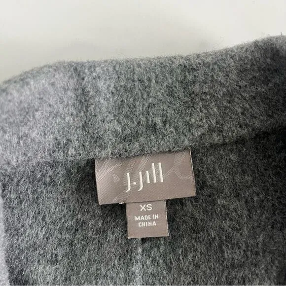 J. Jill Wool angora wrap coat in ash gray minimalist winter jacket size XS