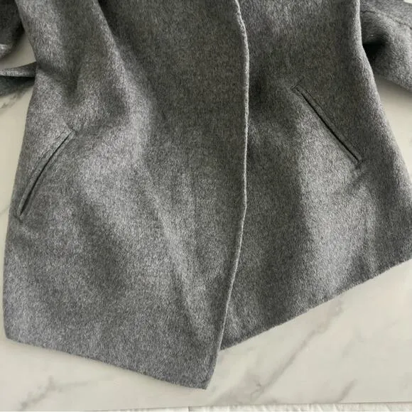 J. Jill Wool angora wrap coat in ash gray minimalist winter jacket size XS