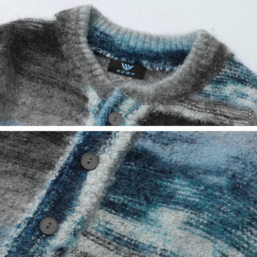 Japanese Retro Gradient Stripes Cardigan Sweater