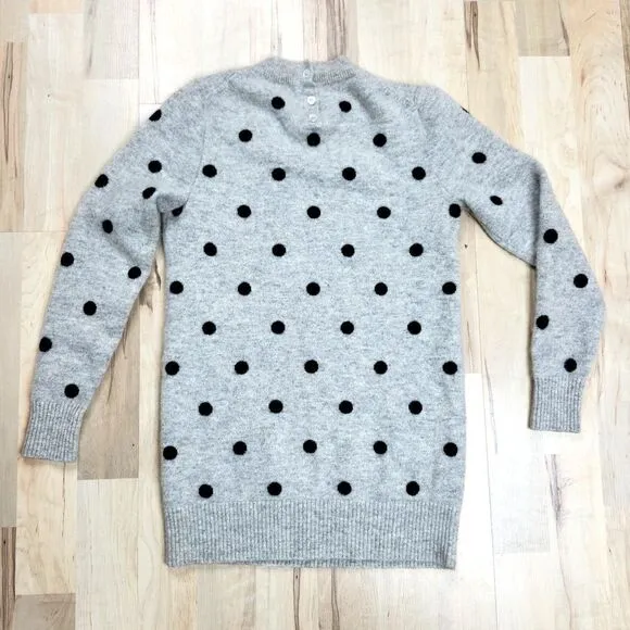 J.Crew Gray Black Polka Dot Crew‎ Neck Sweater Classic Pattern Knit Pullover