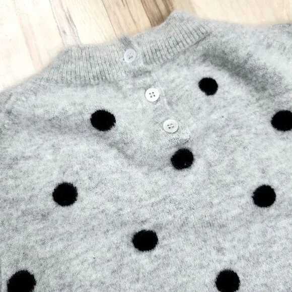 J.Crew Gray Black Polka Dot Crew‎ Neck Sweater Classic Pattern Knit Pullover