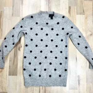 J.Crew Gray Black Polka Dot Crew‎ Neck Sweater Classic Pattern Knit Pullover