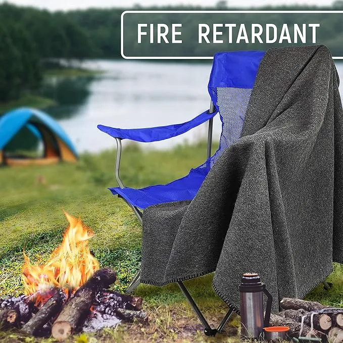 JMR Wool Camping Blanket - Warm Heavy Car Blanket & Camp Quilt - Survival Emergency Blanket for Sleeping Outdoors - Multi-Use Wool Blanket for Camping, Car & Home - 70% Wool, Grey, 62X84, Case of 10