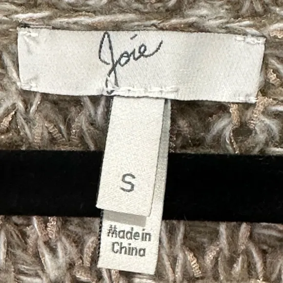 Joie Tan Alessa Sweater Loose Knit Raglan Crew Neck Pullover Brown Small Cozy