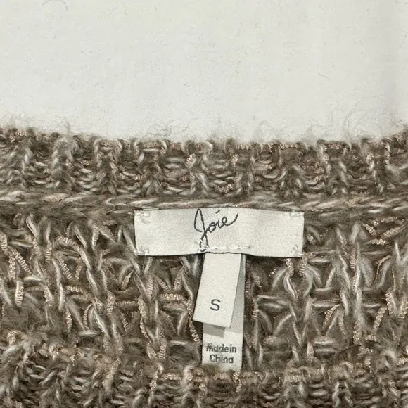 Joie Tan Alessa Sweater Loose Knit Raglan Crew Neck Pullover Brown Small Cozy
