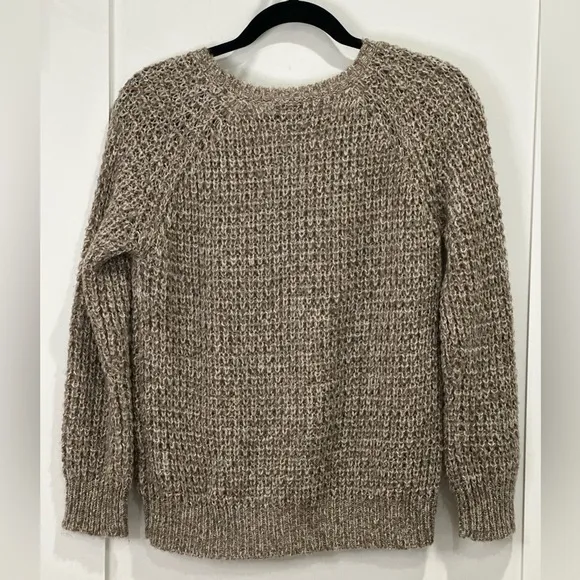 Joie Tan Alessa Sweater Loose Knit Raglan Crew Neck Pullover Brown Small Cozy
