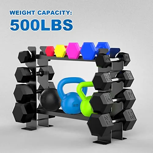 JX FITNESS 2 Tier Dumbbell Rack Stand, Steel Weight Rack for Home Gym Dumbbell Storage, Rack Only, (500LBS Weight Capacity, 20.50 x 8.50 x 27.00 inches)