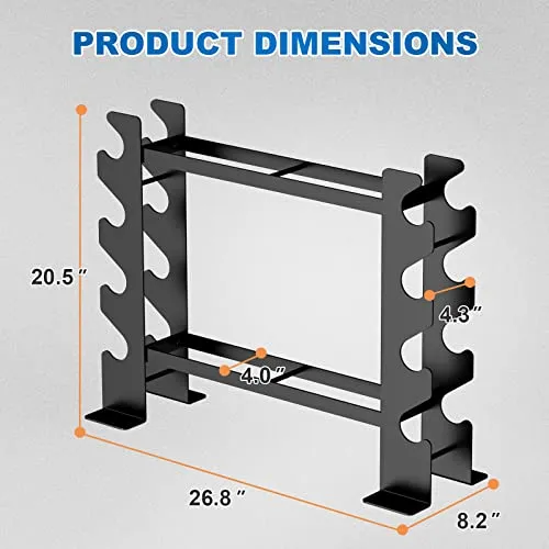 JX FITNESS 2 Tier Dumbbell Rack Stand, Steel Weight Rack for Home Gym Dumbbell Storage, Rack Only, (500LBS Weight Capacity, 20.50 x 8.50 x 27.00 inches)