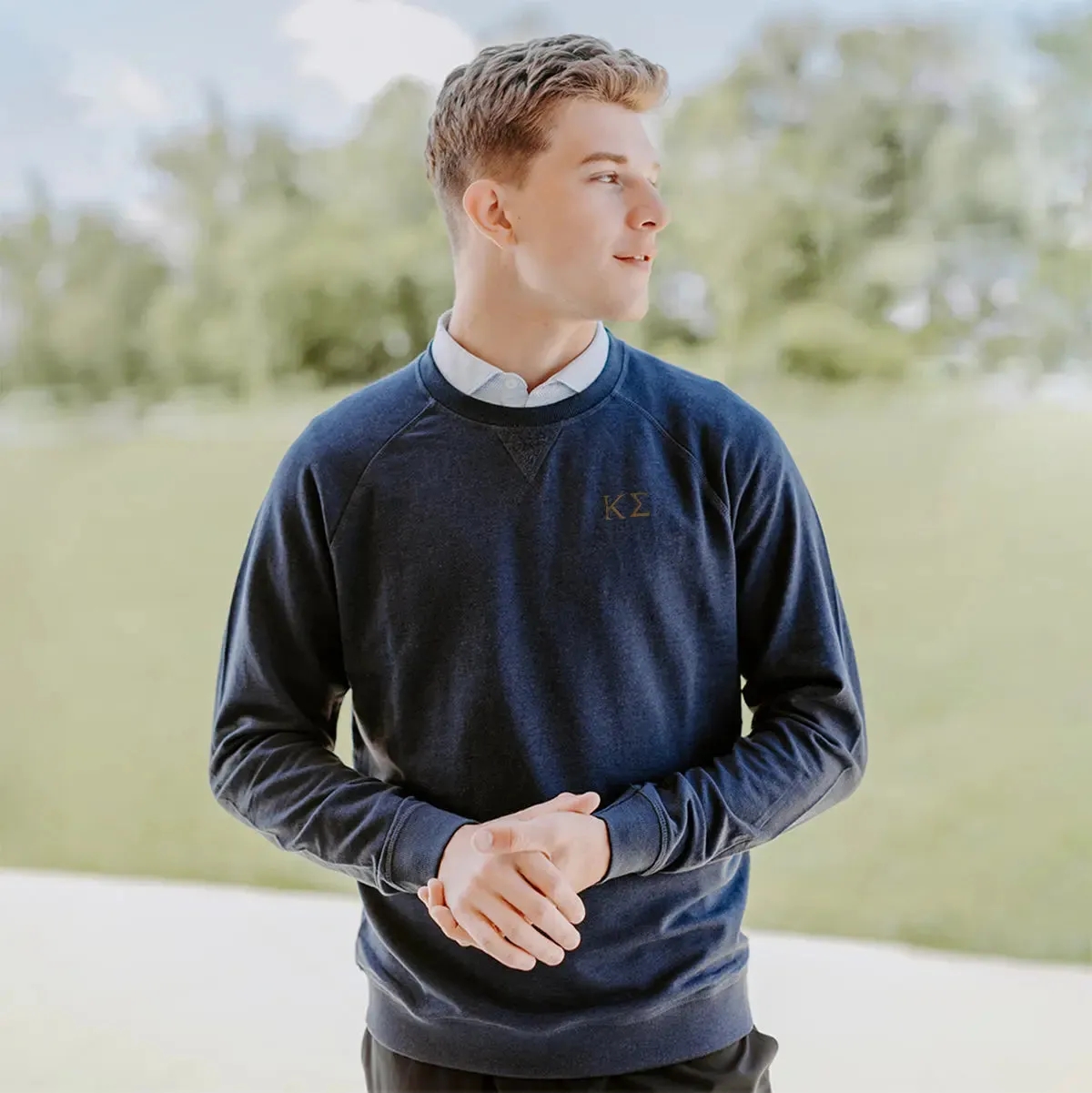 Kappa Sig Johnnie-O Navy Freeman Crewneck