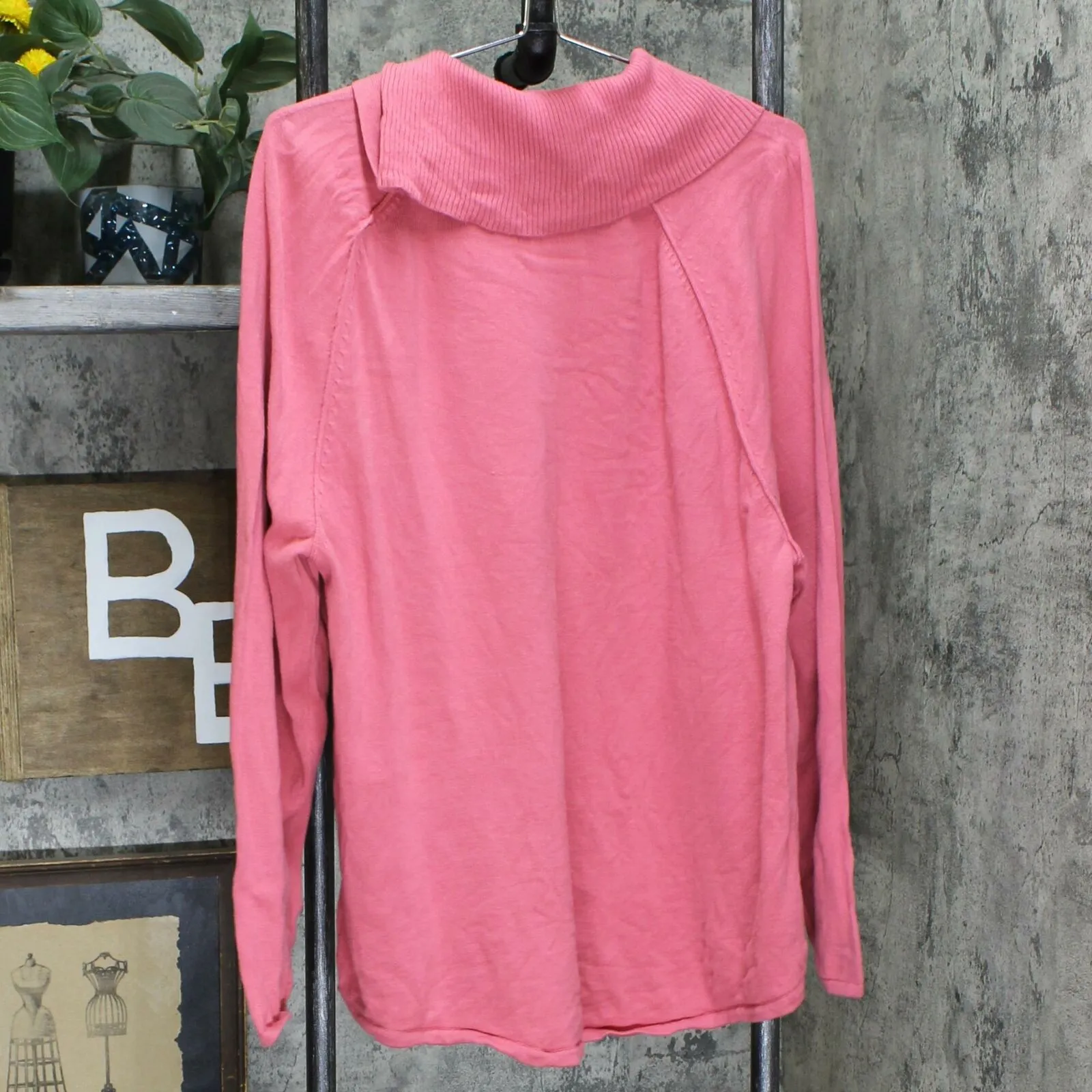 Karen Scott Cotton Button Neck Sweater Pink Orchid XXL