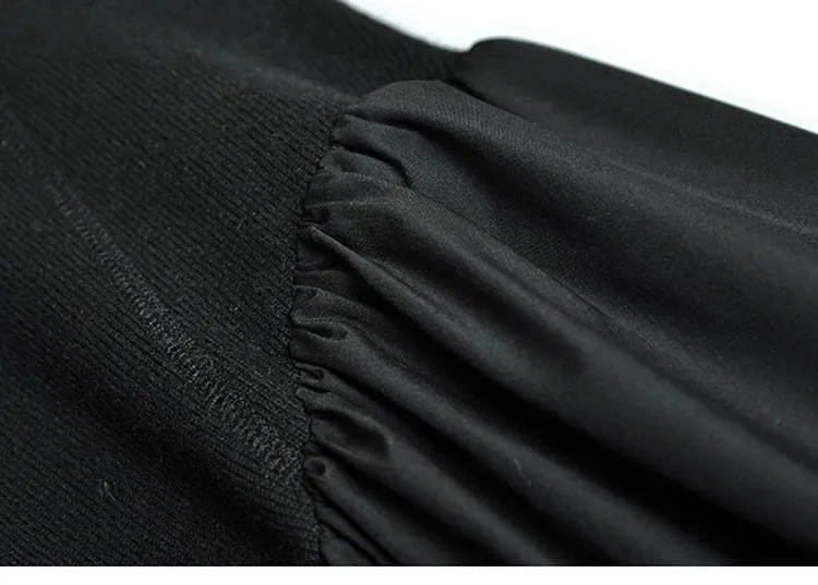Keely O Neck Long Sleeve High Elastic Knitting Slim A-LINE Long Dress