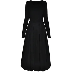 Keely O Neck Long Sleeve High Elastic Knitting Slim A-LINE Long Dress