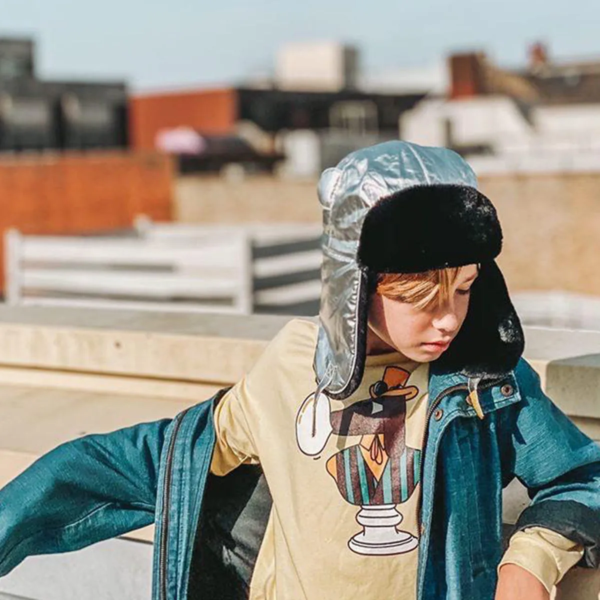 Kids Arctic Cub Hat: Silver