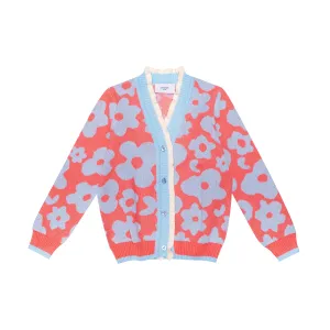 Knit Cotton Cardigan Daisy, Blue
