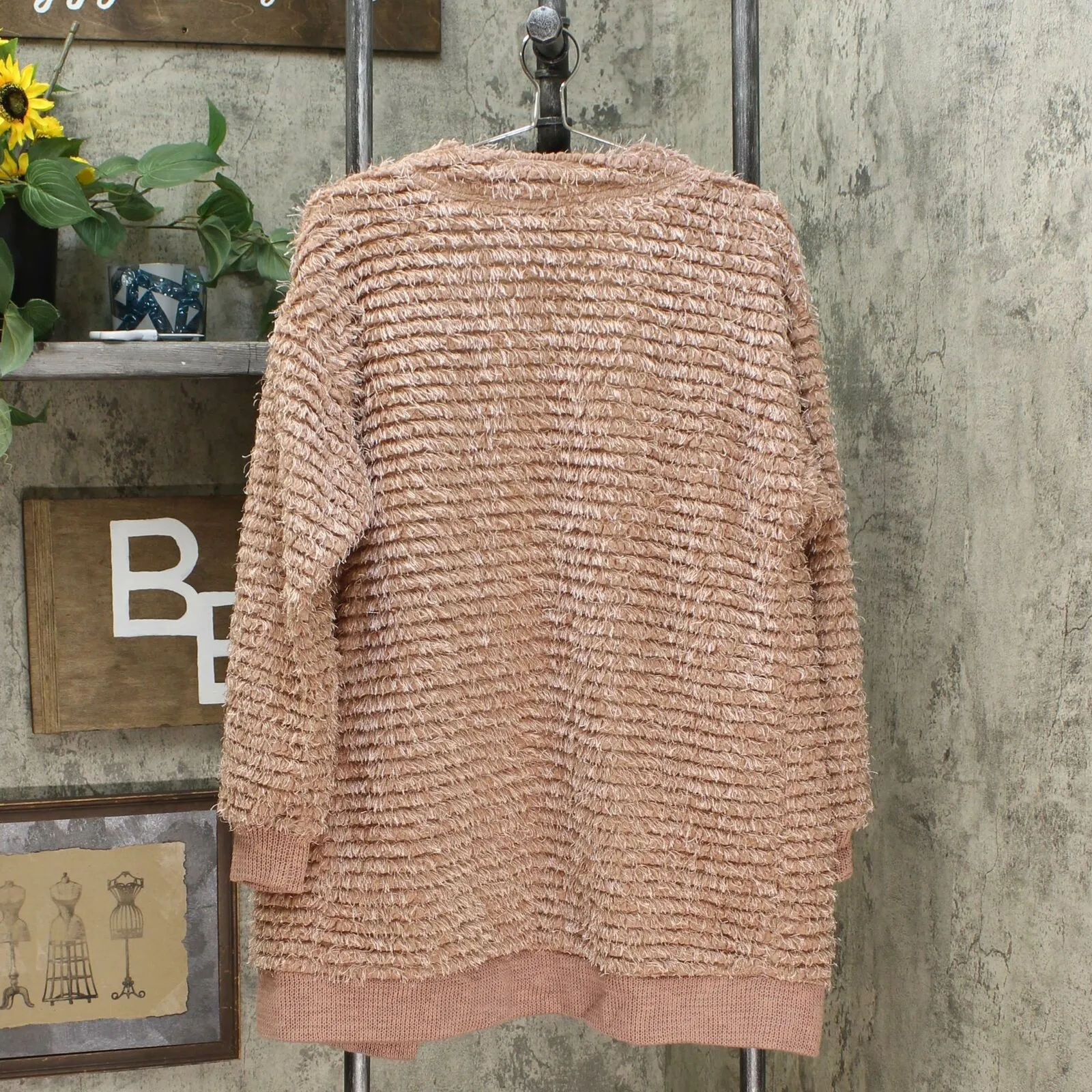 Knox Rose Women's Long Sleeve Tiered Fringe Open Sweater Cardigan