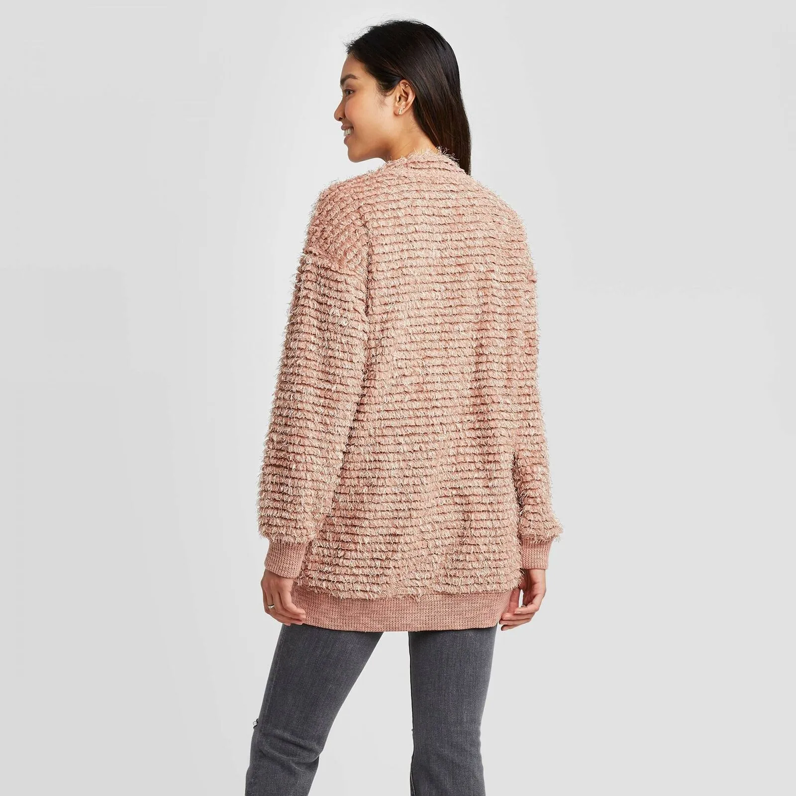 Knox Rose Women's Long Sleeve Tiered Fringe Open Sweater Cardigan