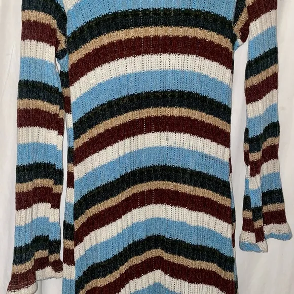 Lani Women’s Long Cardigan Striped Sweater  Open Front With Hook Size Large