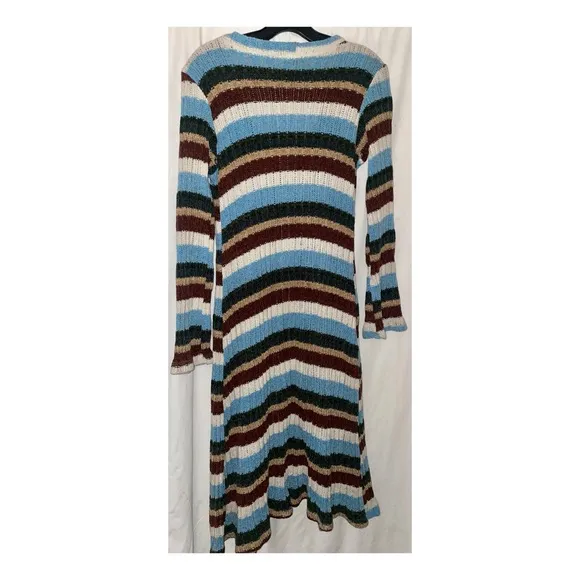 Lani Women’s Long Cardigan Striped Sweater  Open Front With Hook Size Large