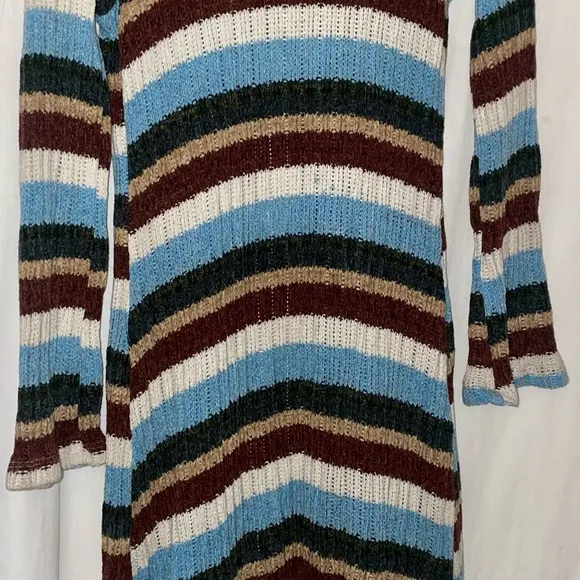 Lani Women’s Long Cardigan Striped Sweater  Open Front With Hook Size Large